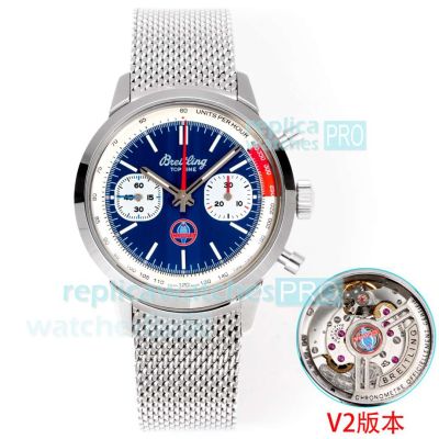Swiss Clone BLS V2 Breitling Top Time B01 Blue Dial Steel 41mm Shelby Cobra Watch 